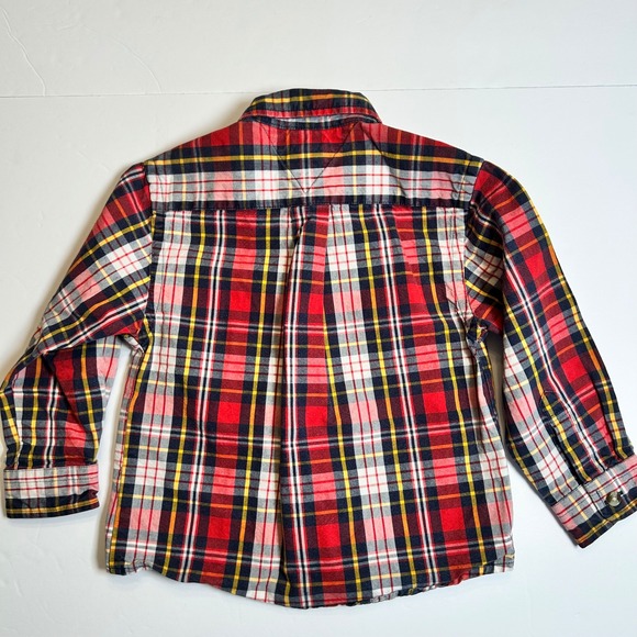 Tommy Hilfiger Plaid Button Down Shirt Long Sleeve Red Yellow Boys Size 2T - Picture 3 of 5